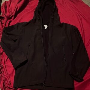 Men's Black Hooded Windbreaker